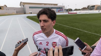 Hector Bellerin at the Nad Al Sheba Sports Complex on Monday. Antonie Robertson/The National