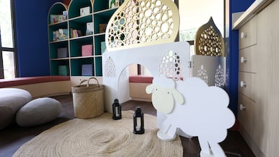 A reading nook inside the Family Nest at Kids Palace