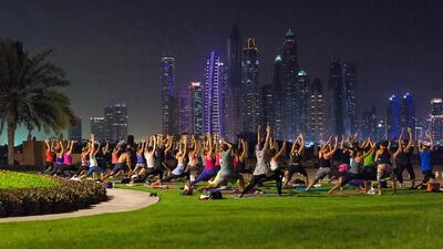 Full moon yoga classes return to Fairmont The Palm this Saturday. Courtesy Fairmont The Palm
