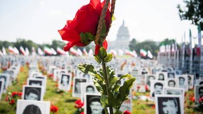 A noose is seen at a display in the US to honour those killed over the decades in the Islamic Republic of Iran. Getty Images