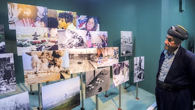 Photos of the 1988 chemical attack on Halabja were displayed during remembrance events in the city last month. AFP