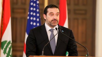 Lebanon's prime minister Saad Hariri speaks during a joint press conference with US secretary of state Rex Tillerson (not pictured) at the government palace in Beirut, Lebanon, on February 15, 2018. Nabil Mounzer / EPA