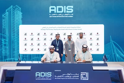 Suhail Al Mazrouei, Minister of Energy and Infrastructure, witnessing the signing of the agreement on the sidelines of the Abu Dhabi Infrastructure Summit. Photo: Aldar