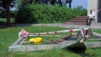 Two cleaners were trapped in their cradle above Khalifa Street for four hours before it fell to the ground on October 16.