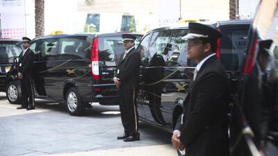 The Department of Transport announced a new fleet of airport taxis today at its yet to be finished headquarters next to the Fairmont hotel. Lee Hoagland / The National