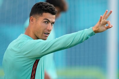 Portugal's Cristiano Ronaldo during a training session at the Illovszky Rudolf Stadium, Budapest. EPA