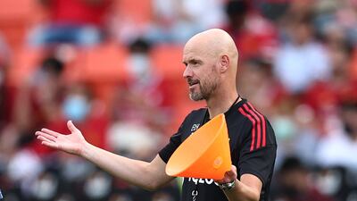 Manchester United manager Erik ten Hag during training. Reuters