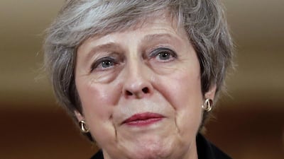 A bullish Theresa May at a press conference inside 10 Downing Street after resignations follow her draft Brexit agreement. Matt Dunham / WPA pool / Getty