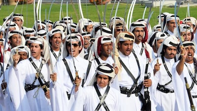 Qatari boys in the parade.