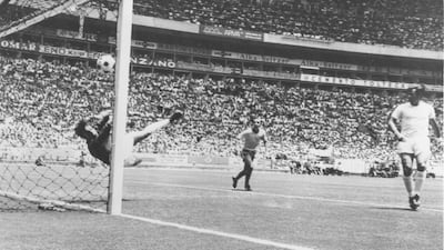 Gordon Banks makes one of his most famous saves for England against Brazil during the 1970 World Cup. Getty Images