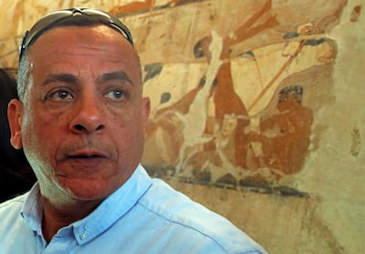 Mostafa Al Wazir, secretary general of the Supreme Council of Antiquities, inside the tomb of a woman named Hetpet from the 5th dynasty in Egyptian history, on February 3, 2018. Amr Abdallah Dalsh / Reuters