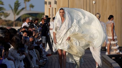 A billowing look by Tima Abid at the inaugural Red Sea Fashion Week. AFP