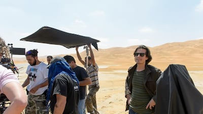 Ali F Mostafa on set. From A to B, is a comedy drama that follows three childhood friends on a road trip from Abu Dhabi to Beirut to honour the death of their best friend five years earlier. Courtesy Jonathan Gibbons