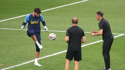 Tottenham Hotspur's Hugo Lloris during training. Reuters