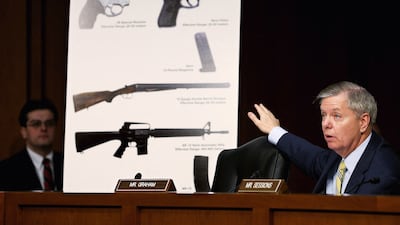 Mr Graham during a hearing on gun control in Washington, in 2013, months after the mass shooting at the Sandy Hook Elementary School in Newtown, Connecticut. AFP