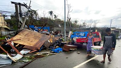 At its strongest, the typhoon packed sustained winds of 195 kilometres per hour and gusts of up to 270 kph. AP