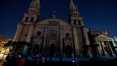 The cathedral of Guadalajara is pictured without lights during Earth Hour, in Guadalajara, Jalisco State. Ulises Ruiz / AFP
