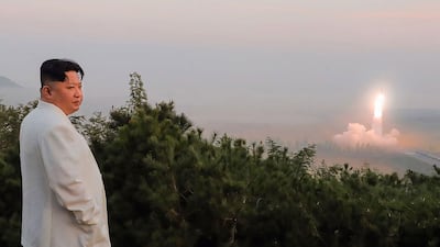 North Korea's leader Kim Jong-un monitoring a missile launch at an undisclosed location. The country has carried out a string of such launches in recent weeks. AFP