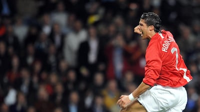 Manchester United's Cristiano Ronaldo celebrates scoring against Chelsea.