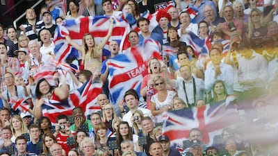Patriotic scenes during a semi-final for the men’s 200 metres at the London 2012 Olympic Games. Kai Pfaffenbach / Reuters.