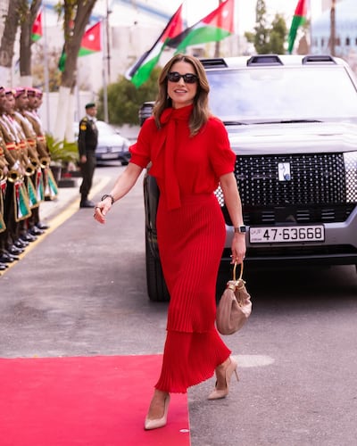 Queen Rania arriving at the event in Amman. Queen Rania / Instagram