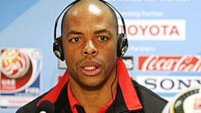 Pohang Steelers' Brazilian striker Denilson speaks at Mohammed bin Zayed Stadium yesterday.