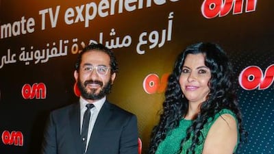 Actor Ahmed Helmy and OSN exec Khulud Abu Humus on the OSN red carpet event at Dubai’s Jumeirah Zabeel Saray Hotel. Victor Besa for The National
