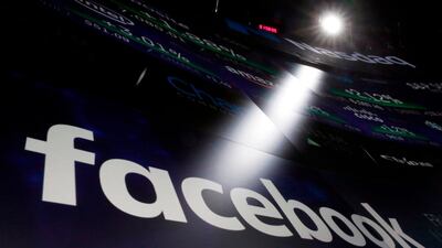 The logo for Facebook appears on screens at the Nasdaq MarketSite in New York's Times Square. The company is one of the tech Fang stocks, which also includes Apple, Amazon, Netflix and Google. Photo: AP