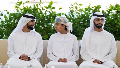 Sheikh Humaid bin Ammar bin Humaid Al Nuaimi, Sheikh Mohamed bin Ammar bin Humaid Al Nuaimi and Sheikh Rashid bin Ammar bin Humaid Al Nuaimi. Hamad Al Kaabi / UAE Presidential Court