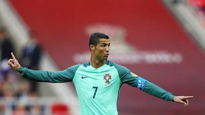 Cristiano Ronaldo of Portugal reacts during the FIFA Confederations Cup Russia 2017 Group A match between Russia and Portugal at Spartak Stadium on June 21, 2017 in Moscow, Russia. Getty Images