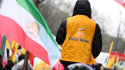A supporter of the National Council of Resistance of Iran at the Brussels rally. AFP