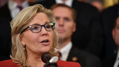 Liz Cheney speaks during a press conference on the impeachment process at the US Capitol in Washington, DC, October 31, 2019. AFP