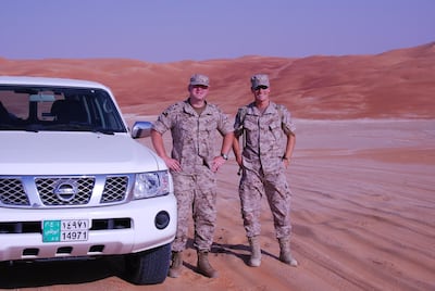 Lieutenant Colonel Adrian Raisbeck (right) with Lieutanant Colonel Paul Levey during their time in the UAE Photo: Adrian Raisbeck