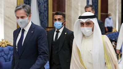 Sheikh Ahmad Al Sabah and Antony Blinken in Kuwait City, Kuwait.