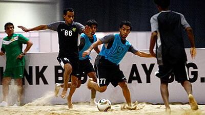 The Al Wasl team went through conditioning, ball drills and a friendly football match on sand last night.