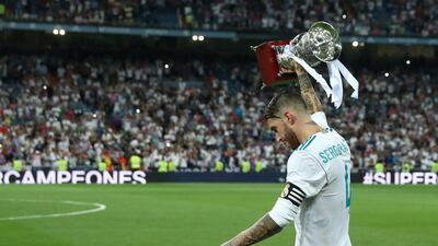 Real Madrid's Sergio Ramos celebrates with yet another trophy - this time the Spanish Super Cup. Juan Medina / Reuters