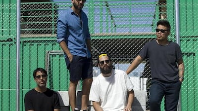 The founders of Sole DXB, from left, Rajat Malhotra, Hussain Moloobhoy, Joshua Cox and Kris Balerite. Antonie Robertson / The National