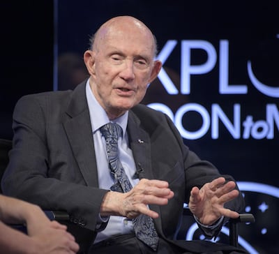 Thomas Stafford speaking at a conference on exploring Mars in 2019. Photo: Nasa