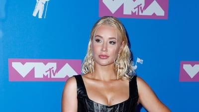 Iggy Azalea in boldly-patterned Fausto Puglisi. Photo / EPA