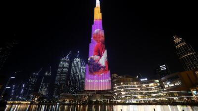 Images of Kobe Bryant and and his daughter Gianna appear on the Burj Khalifa. Getty Images