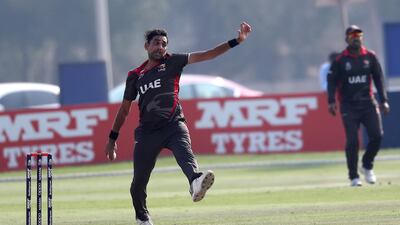 UAE pacer Zahoor Khan flew to Pakistan following the death of his mother. Pawan Singh / The National