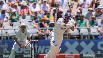 Yashasvi Jaiswal of India on his way to a score of 28 off 23 balls on the second day of the second Test against South Africa at Newlands, Cape Town, on Thursday, January 4, 2024. The tourists won the game by seven wickets to square the two-match series at one win apiece. AP