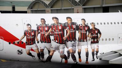 AC Milan players feature on a new Emirates livery. Courtesy Emirates