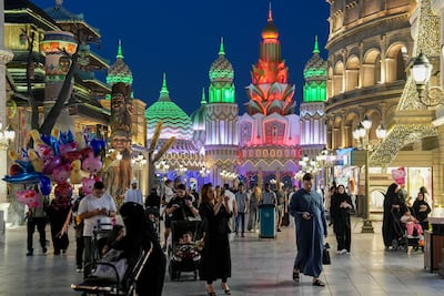 Visitors arrive at Global Village on opening day. Pawan Singh for The National