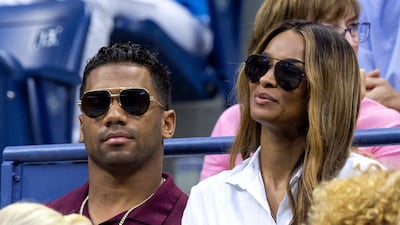 NFL quarterback Russell Wilson with his wife - singer Ciara - at the US Open match between Serena Williams and Ajla Tomljanovic in New York on Friday, September 2, 2022. AFP