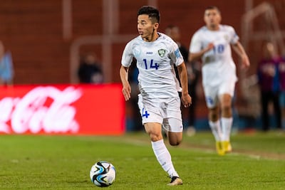 Abbosbek Fayzullaev of Uzbekistan during U-20 World Cup match against Israel in Mendoza. Getty Images