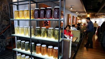 Jars of pickled vegetables on display at the original Founding Farmers restaurant in Washington. Jose Luis Magana / AP Photo