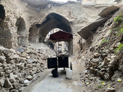 Signs of destruction remain in Aleppo's old souqs after 13 years of civil war. Lizzie Porter / The National
