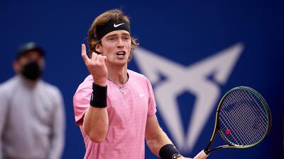 Russia's Andrey Rublev during his 6-4, 6-7, 6-4 win over Albert Ramos-Vinolas of Spain. Getty