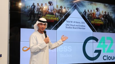 Talal M Al Kaissi, chief executive of G42 Cloud, at a press conference for the PUBG mobile UAE campus design contest on Yas Island in Abu Dhabi. All photos: Pawan Singh / The National